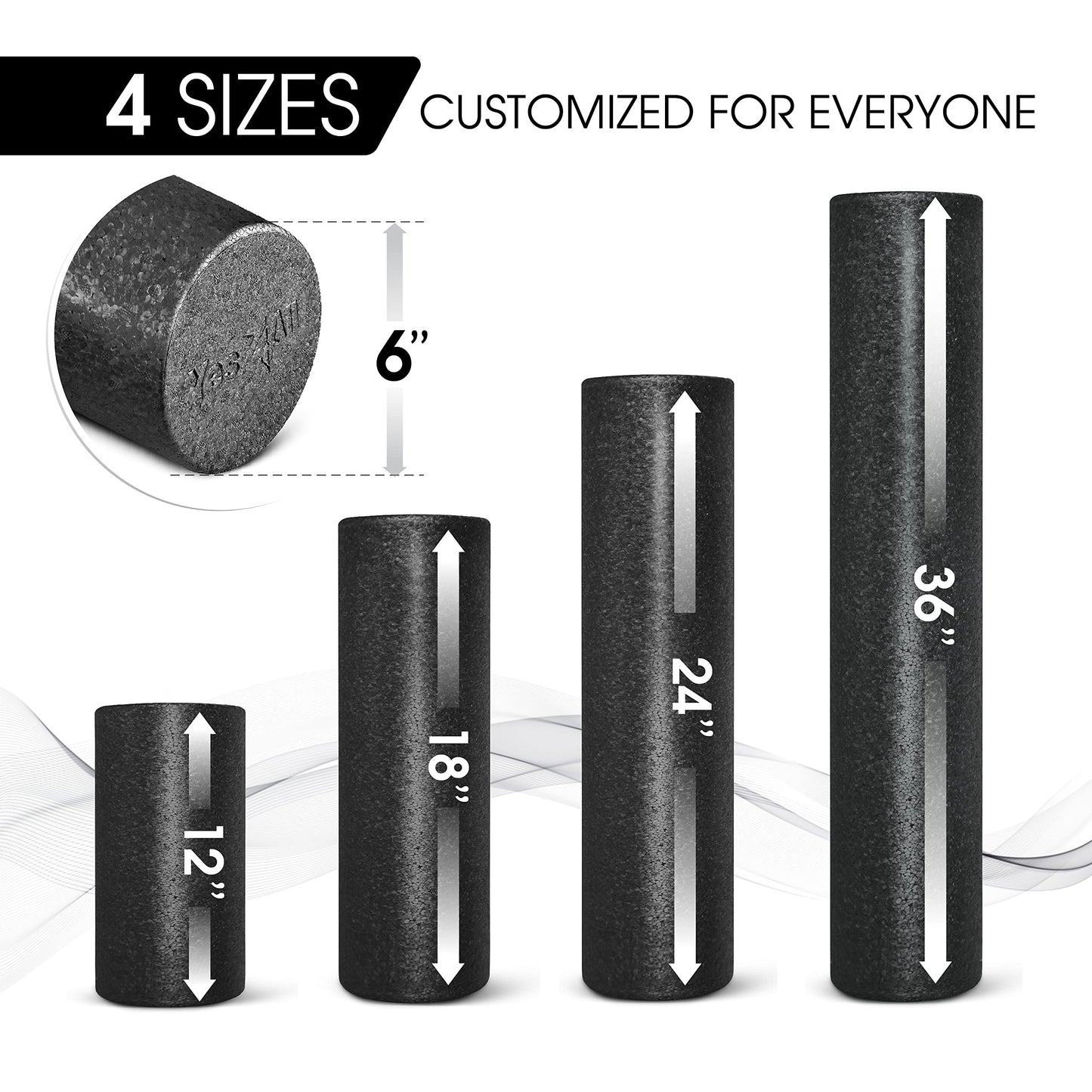Yes4All EPP Exercise Foam Roller – Extra Firm High Density Foam Roller – Best for Flexibility and Exercises (36 inch, Black)