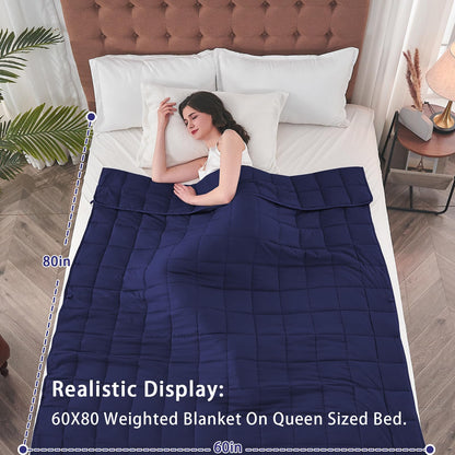 Weighted Blanket for Adults(20lbs,60"×80",Navy Blue) for 190-210Ibs 🍁 All In One Marketplace Canada