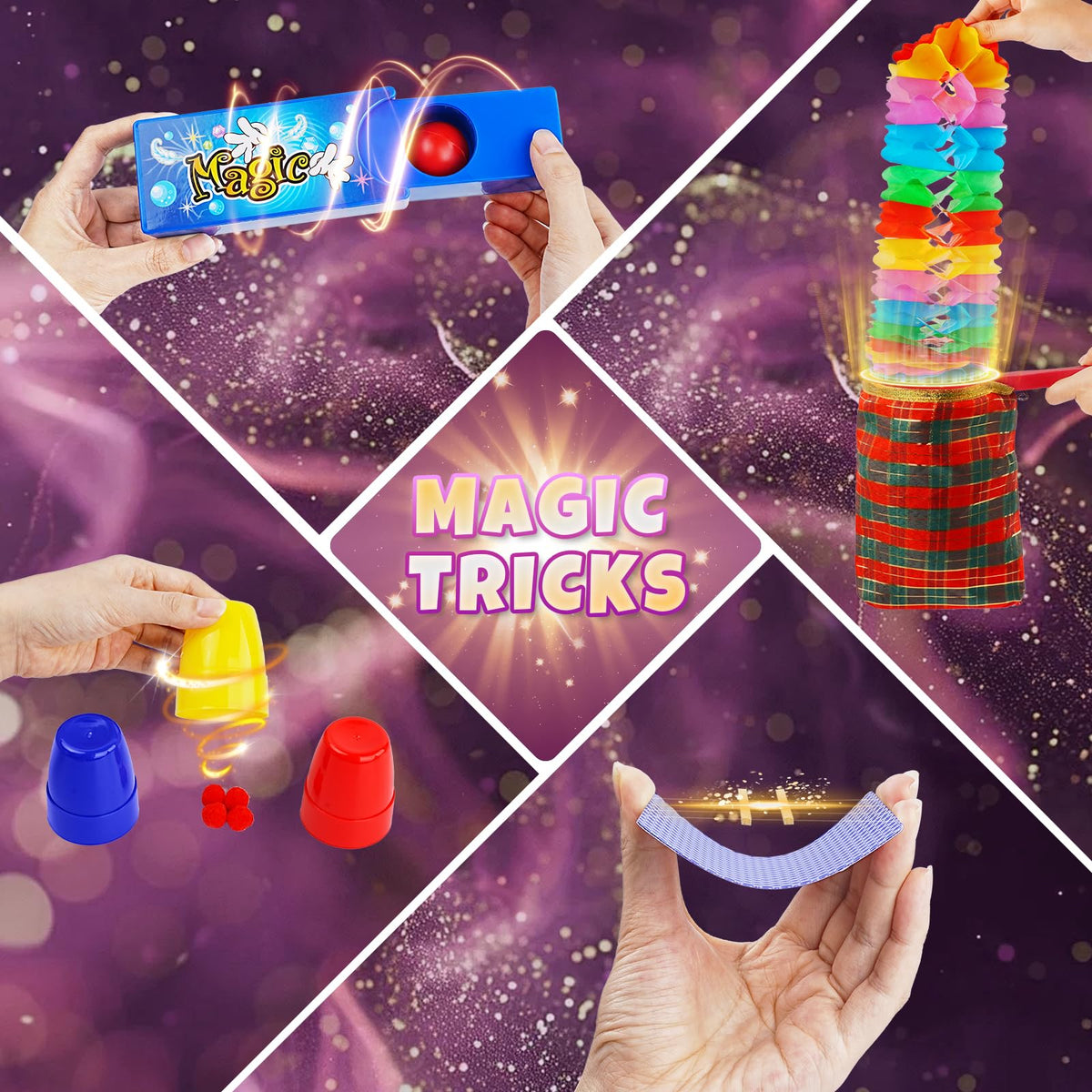 Magic Kit, Magic Tricks for Kids, Magic Set Includes Magic Wand Magician Costume, Pretend Play with Instruction for Kid Beginners, Christmas Halloween Birthday Gift Toys for Boys Girls Age 6-12 🍁 All In One Marketplace Canada