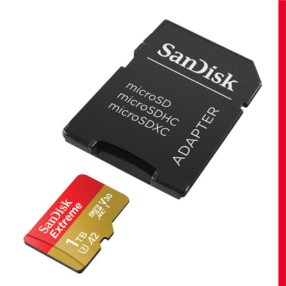 SanDisk 1TB Extreme microSDXC UHS-I Memory Card with Adapter - C10, U3, V30, 4K, 5K, A2, Micro SD Card- SDSQXAV-1T00-GN6MA