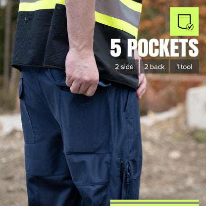 Pioneer Hi Vis Pants for Men - Breathable Mesh - Blue Pioneer