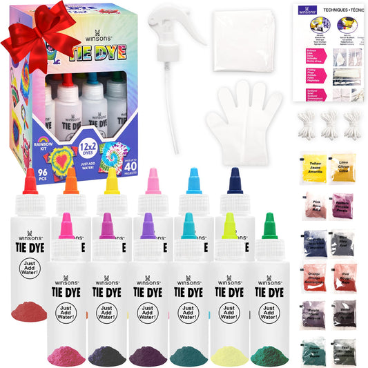 Tie Dye Kit, Tie Dye Set for Kids, 12 Vibrant Colors Pre-Filled Tye Dye Bottles, Non Toxic Permanent Fabric Dye Art Set, Easy DIY Fabric Art - Create Fun - Available at All In One Marketplace Canada