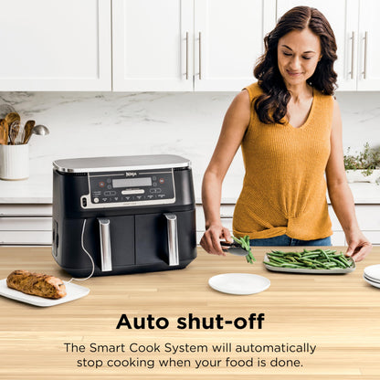 Ninja Foodi 10 QT 6-in-1 DualZone Smart XL Air Fryer, 2 Independent 5QT Baskets, Smart Cook Thermometer, Match Cook, Smart Finish, Air Fry, Roast, Bake, Dehydrate, Reheat, Grey, DZ550 - Available at All In One Marketplace Canada