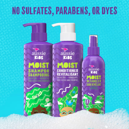 Aussie Kids Moist Detangler Pack for Kids, Shampoo & Conditioner, 475 mL each + Detangler Spray, 236 mL