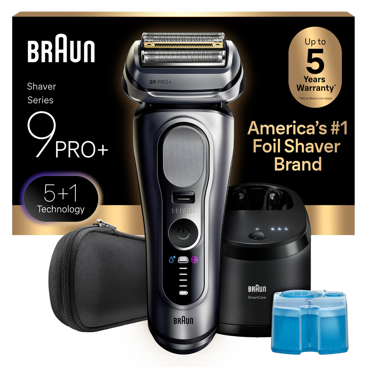 Braun Series 9 PRO+ Electric Razor for Men, Electric Foil Shaver, with Precision Trimmer, Pro SensoAdapt, 6in1 SmartCare Center, 9667CC, Silver