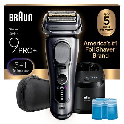 Braun Series 9 PRO+ Electric Razor for Men, Electric Foil Shaver, with Precision Trimmer, Pro SensoAdapt, 6in1 SmartCare Center, 9667CC, Silver