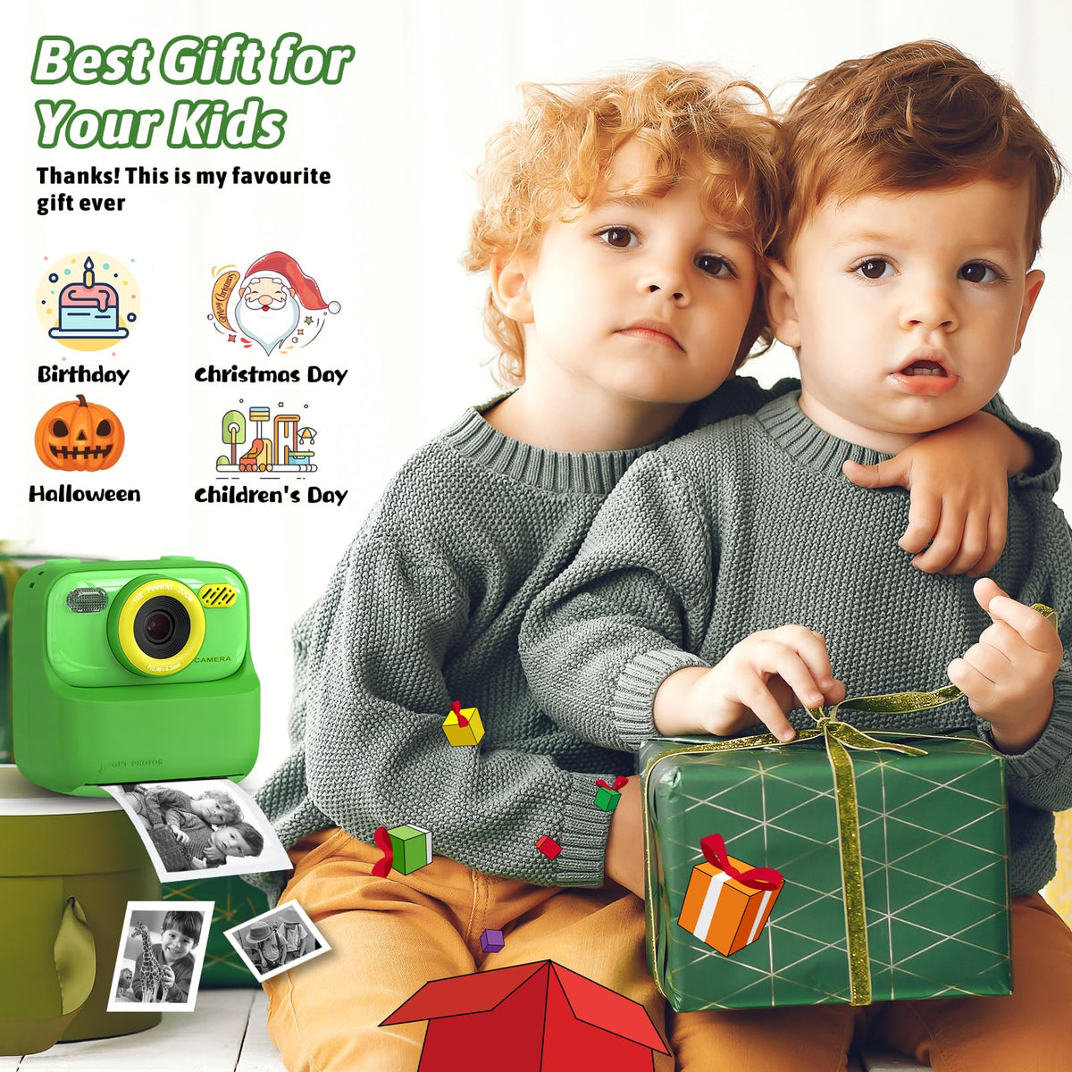 Upgrade Kids Camera Instant Print for Boys and Girls, 1080P HD Dual-Lens Selfie Digital Camera with Print Paper & 32G Card, Christmas Birthday Gifts Toys for Toddler and Teenagers Age 3-16 Years Old 🍁 All In One Marketplace Canada