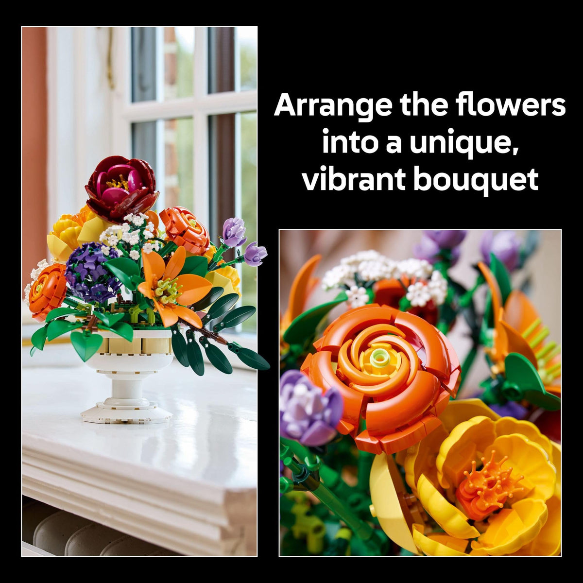 LEGO Botanicals Flower Arrangement Artificial Flowers Building Set - Wedding Decor for Table Display - Gift for Wedding, Bridesmaid - Unique Bouquet for Adults, Ages 18+ - 10345