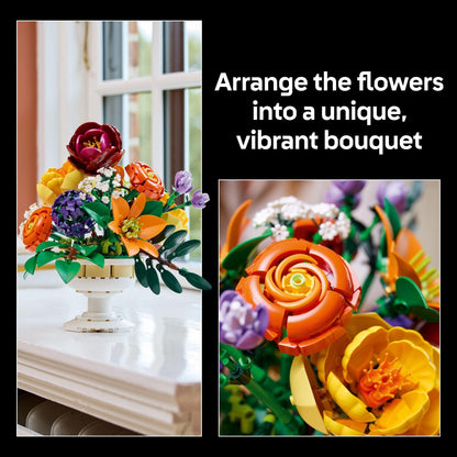 LEGO Botanicals Flower Arrangement Artificial Flowers Building Set - Wedding Decor for Table Display - Gift for Wedding, Bridesmaid - Unique Bouquet for Adults, Ages 18+ - 10345