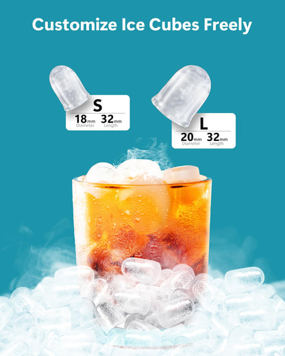 EUHOMY Countertop Ice Maker, 26.5 lbs/24H Portable Ice Machine with Ice Scoop & Basket, Fast 6-10 Mins Ice Making, 2 Ice Sizes, Ideal for Home, Kitchen, RV, Party EUHOMY
