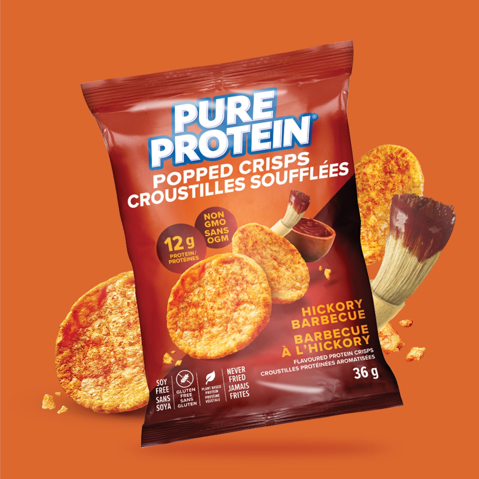 Pure Protein Popped Crisps Hickory BBQ - 12g Protein Per Bag, 8-Pack
