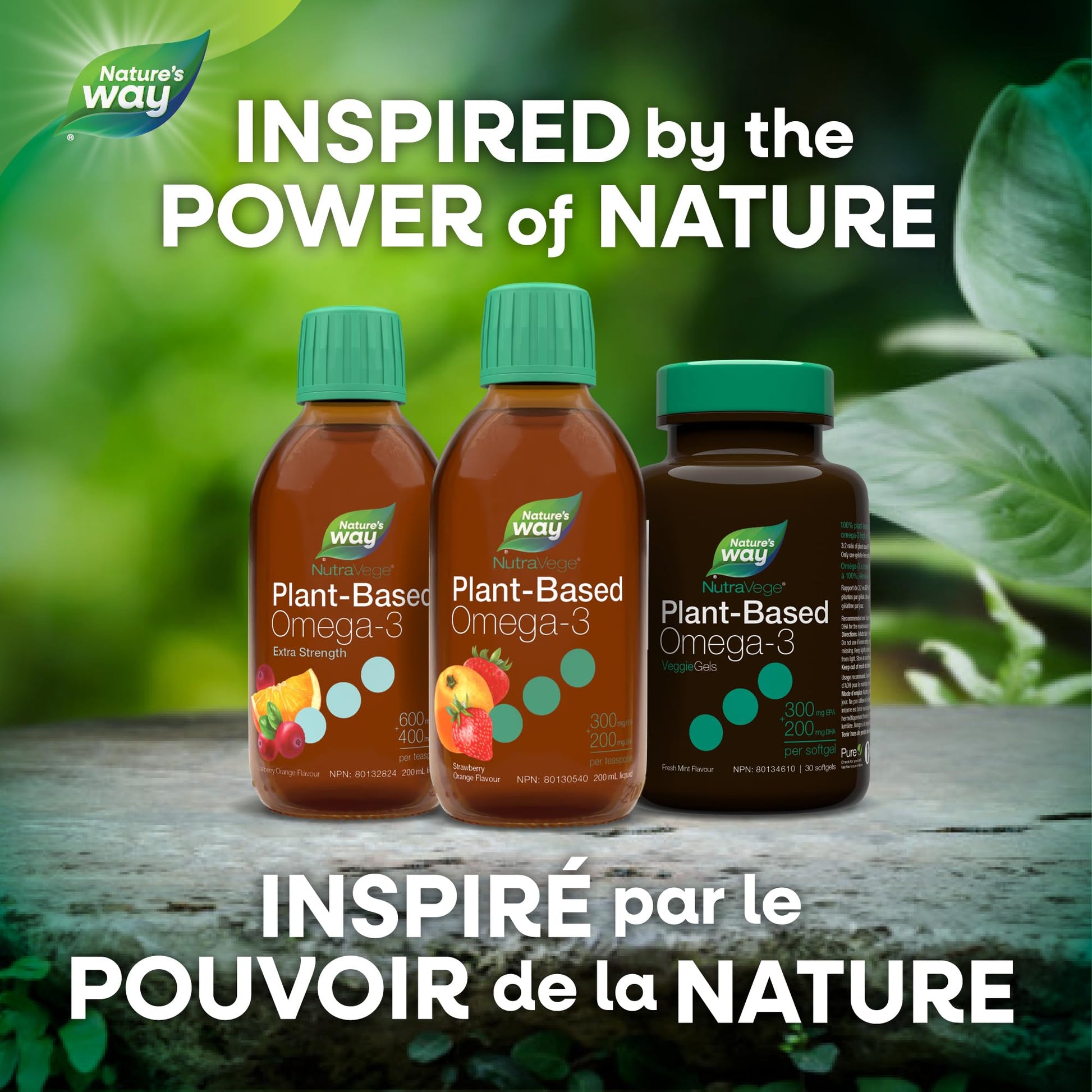 Nature's Way NutraVege Plant-Based Omega-3 – Vegetarian Liquid Omega-3 Supplement with 150mg EPA + 300mg DHA - Strawberry Orange Flavour – Support Heart, Eyes and Brain Function in Adults, 200ml Nature's Way