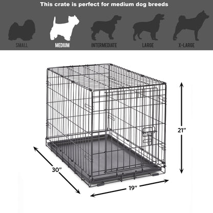 MidWest Homes for Pets 30-Inch New World Crate for Medium Breeds, 21-40 lbs, Single Door Folding Dog Crate, Leak-Proof Tray & Secure Latch, Portable, Durable & Easy to Assemble 🍁 All In One Marketplace Canada