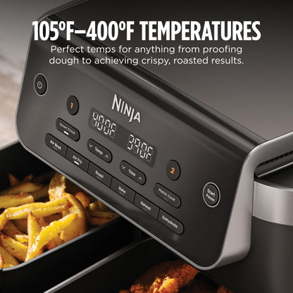 Ninja® 8‑Qt DualZone™ Air Fryer with 2 Independent Baskets, Smart Finish, Match Cook, 6‑in‑1 Family‑Size Cooking, DZ801C (Canadian Version)