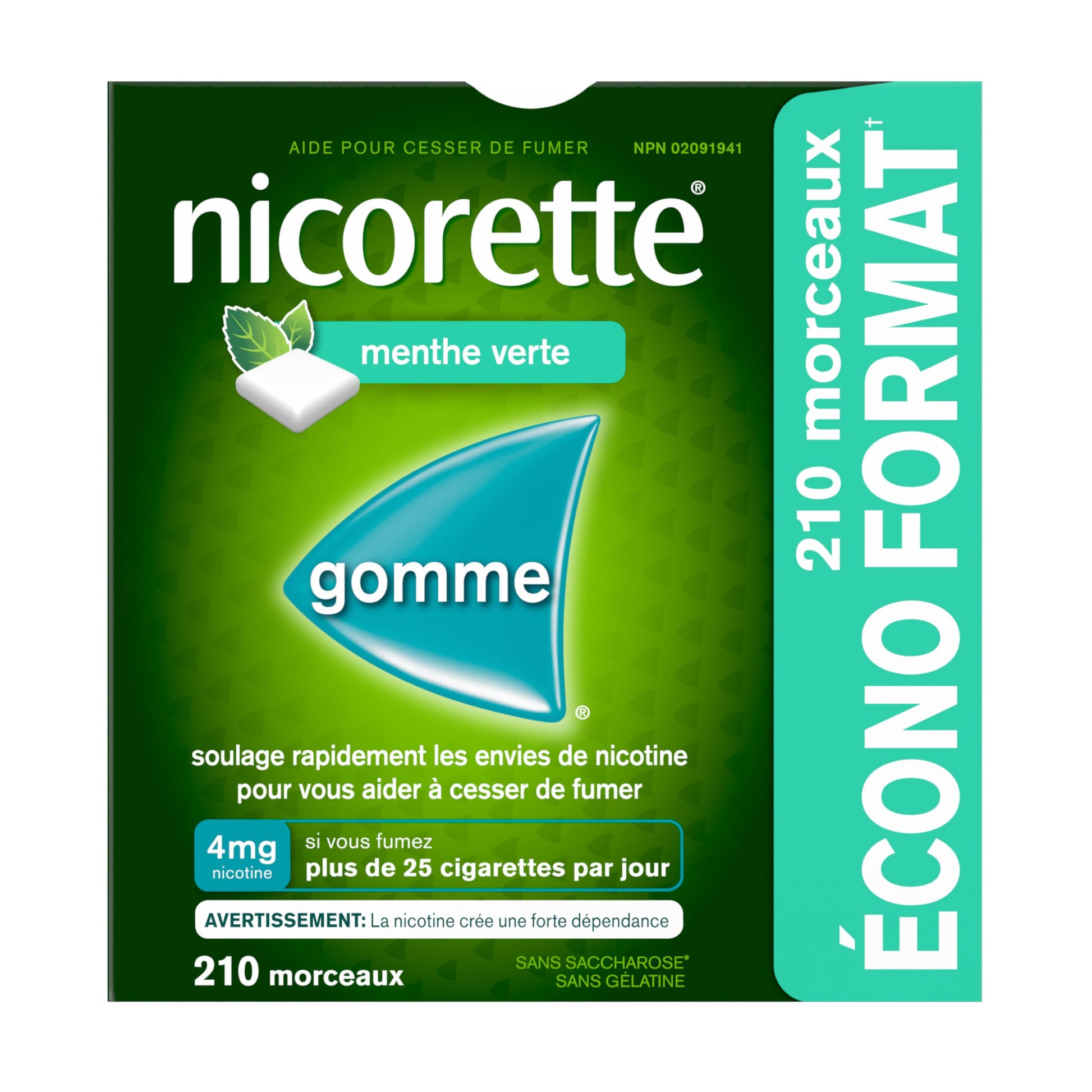 Nicorette Gum, Nicotine 4 Mg, Spearmint Flavour, Quit Smoking Aid And Smoking Cessation Aid, 210 Count Nicorette