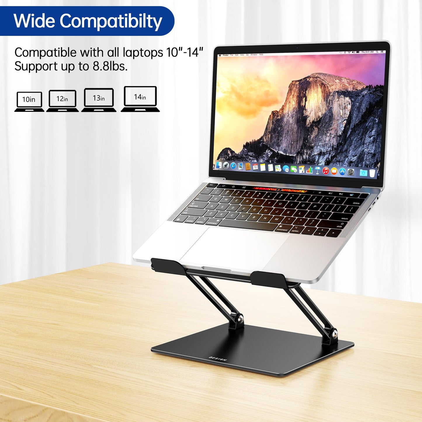 Besign LS10 Laptop Stand for Desk, Ergonomic Adjustable Notebook Tablet Stand, Riser Holder Computer Stand Compatible with Air, Pro, Dell, HP, Lenovo More 10-14" Laptops, Lapdesks (Black) - Available at All In One Marketplace Canada