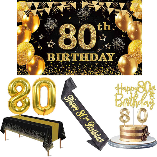 YeohJoy 80th Birthday Decorations for Men Women Black Gold 🍁 All In One Marketplace Canada