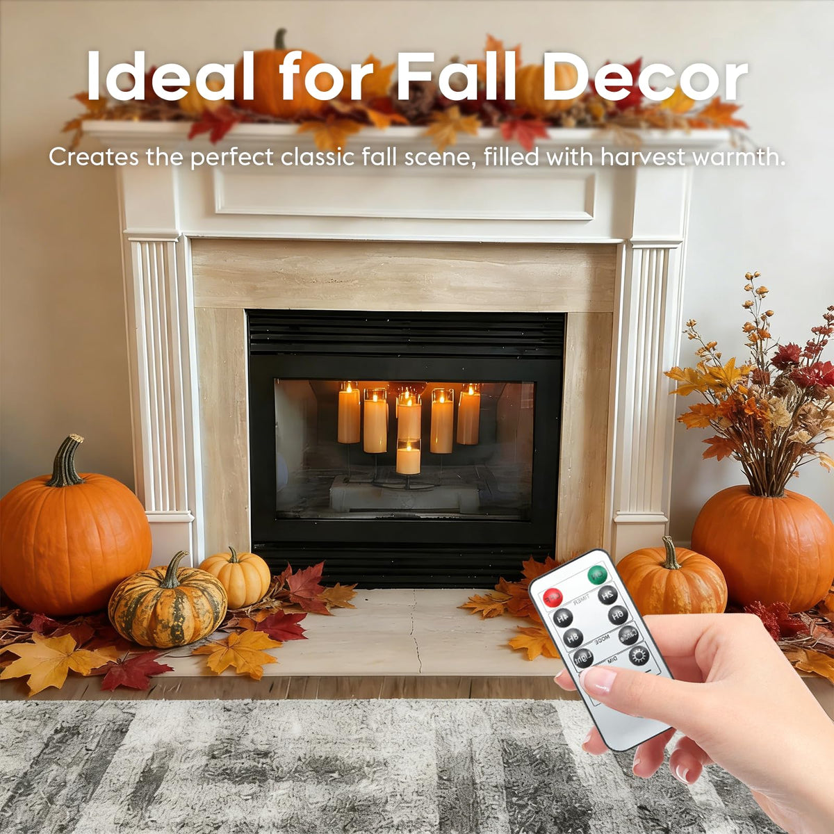 Fo32won Amber Flameless Candles with Remote, LED Pillar Candles Set of 5 🍁 All In One Marketplace Canada
