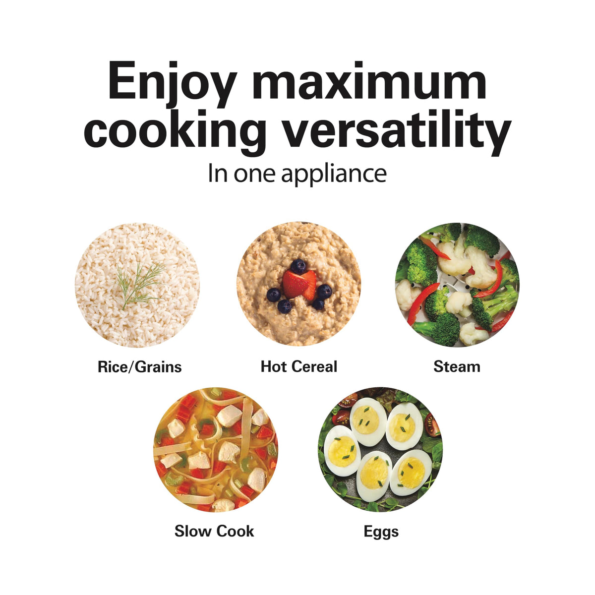 Hamilton Beach Compact Multi Cooker, 1.5 Quart (1.4 L), Stainless Steel, 6 Cups Cooked (3 Cups Uncooked), Rice Cooker, Egg Cooker, Slow Cooker & Food Steamer, Model 37524MN