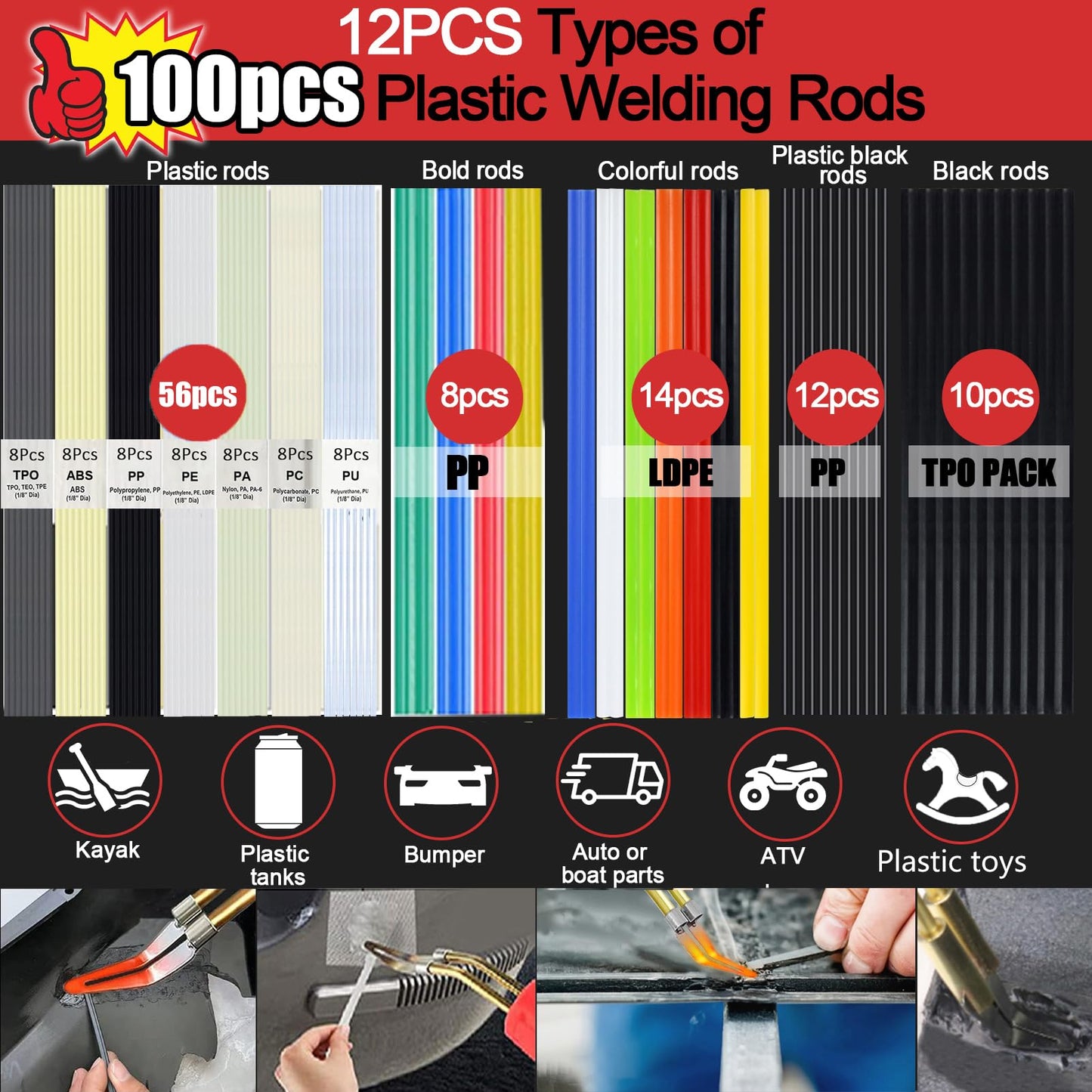 Upgraded 220W Plastic Welder, 2 in 1 Plastic Welding Repair Welder Kit 1000PCS Hot Stapler Soldering Gun with 100PCS Plastics Welding Rods Car Bumper Repair Kit for Most Plastics Repair - Available at All In One Marketplace Canada
