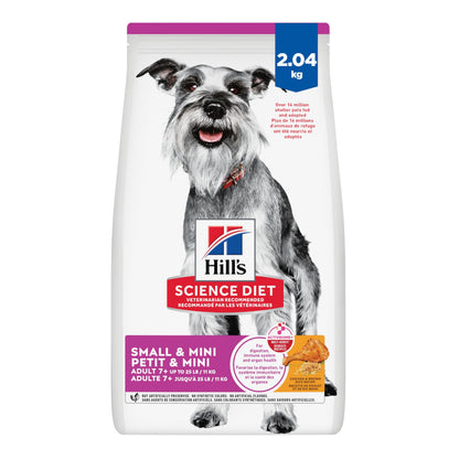 Hill's Science Diet Senior 7+ Small & Mini Chicken Meal, Barley & Brown Rice Recipe Dry Dog Food 2.04 kg Bag Hill's Science Diet