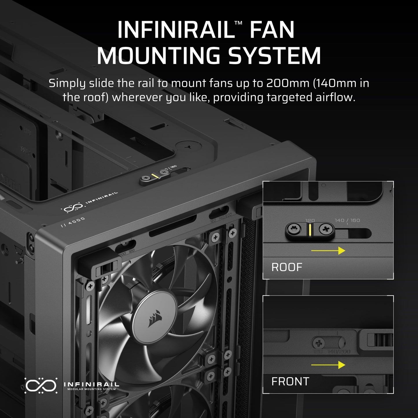 CORSAIR Frame 4000D RS Modular High Airflow Mid-Tower PC Case – 3X CORSAIR RS Fans – InfiniRail™ Fan Mounting System – Fits Multiple 360mm Radiators – Reverse Connector Motherboard Compatible – Black 🍁 All In One Marketplace Canada