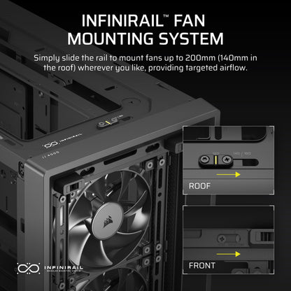 CORSAIR Frame 4000D RS Modular High Airflow Mid-Tower PC Case – 3X CORSAIR RS Fans – InfiniRail™ Fan Mounting System – Fits Multiple 360mm Radiators – Reverse Connector Motherboard Compatible – Black 🍁 All In One Marketplace Canada