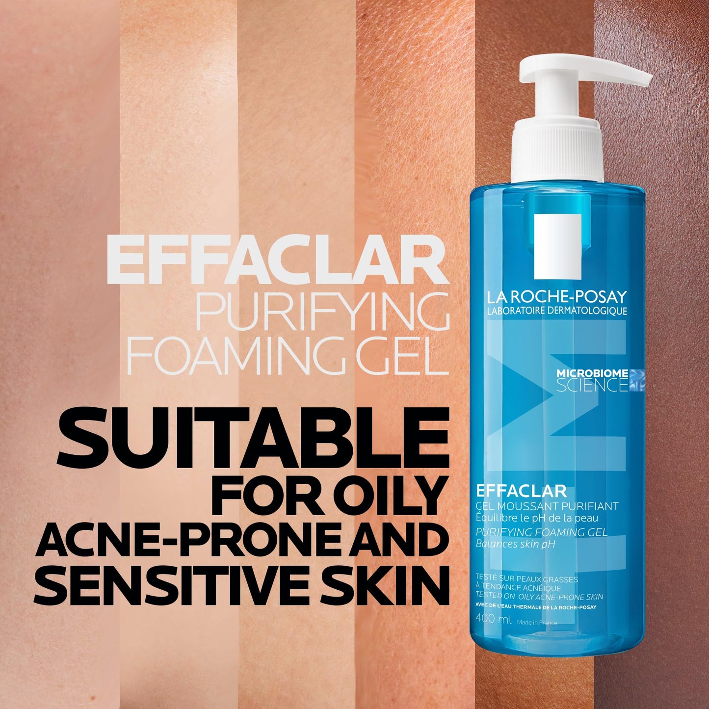 La Roche Posay Face Wash Gel Cleanser, Effaclar Gentle Purifying Foaming Gel for Oily and Sensitive Acne-Prone Skin. Alcohol-free, Soap-Free, Paraben-free, Non-Comedogenic, 400mL