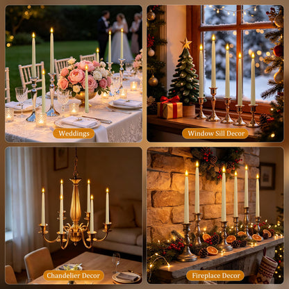 Yme 10pcs Flameless LED Ivory Taper Candles with Timer and Remote 🍁 All In One Marketplace Canada