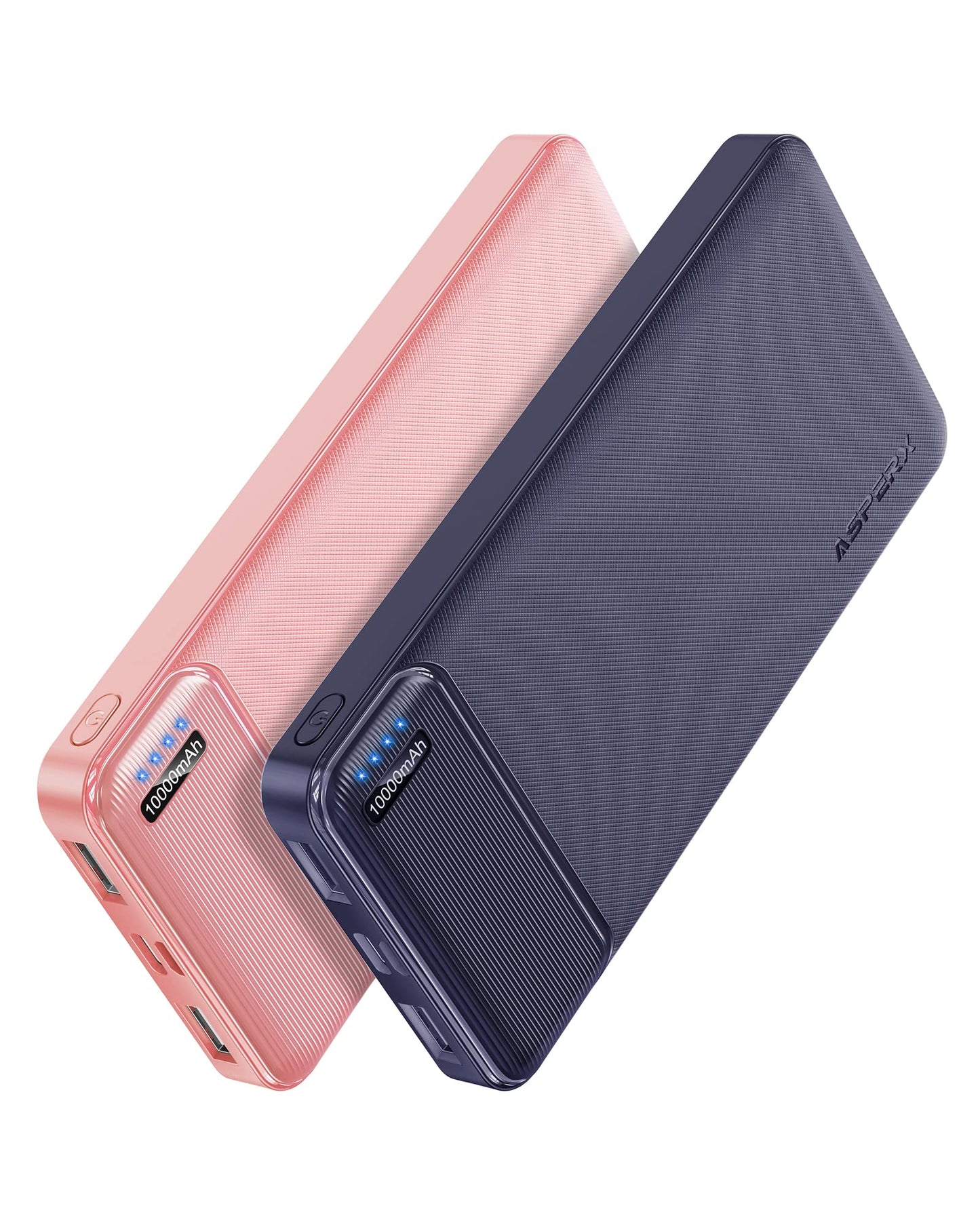 AsperX Power Bank 2 Pack, 10000mAh USB C Portable Charger for iPhone, Portable Battery Bank with 3 Outputs, Travel Essentials Battery Pack Power Bank for iPhone Series, Smartphones, Earphones and More