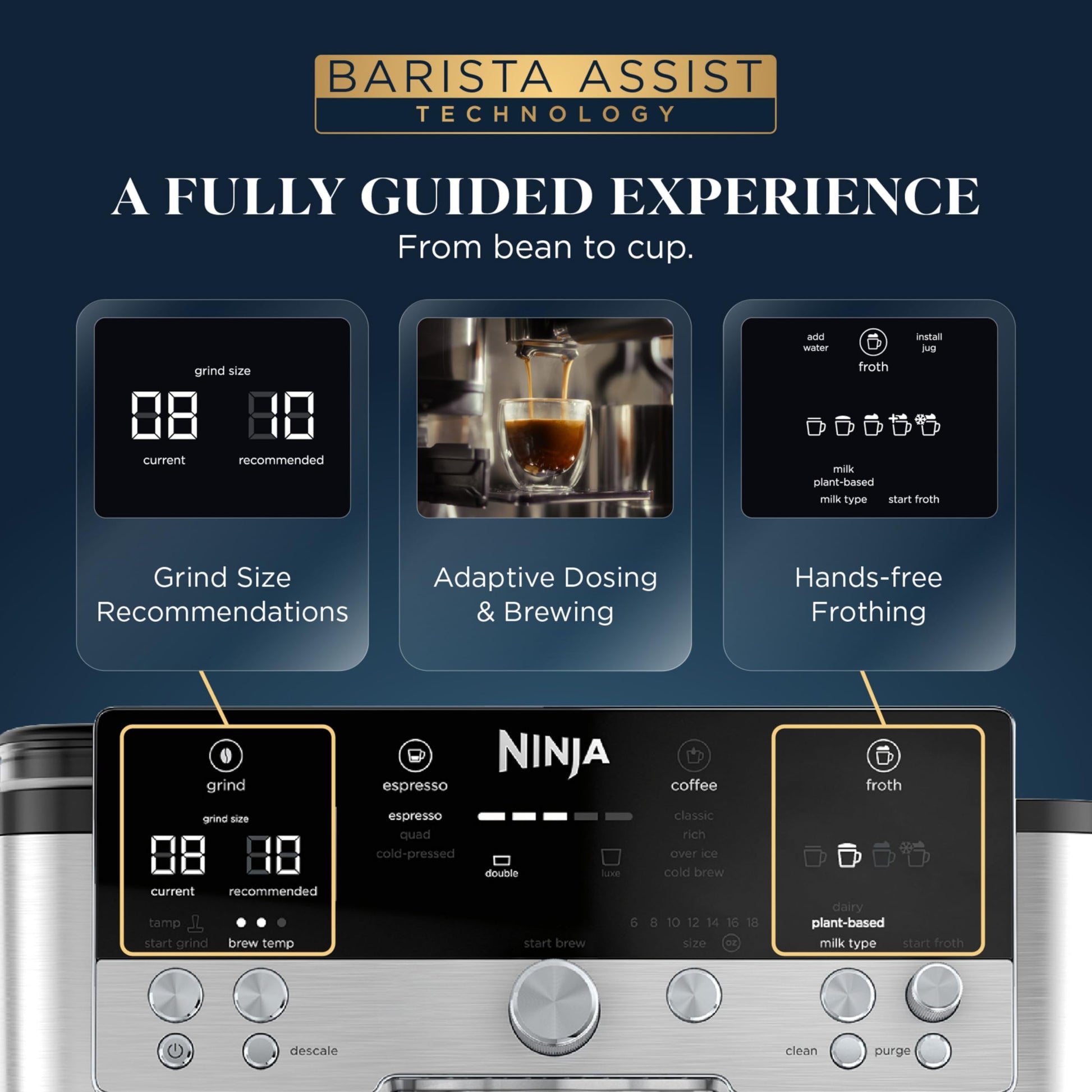 Ninja Espresso Machine, Luxe Café Premier Series, Drip Coffee Maker and Rapid Cold Brew, Integrated Grinder, Assisted Tamper, Hands-Free Frother, ES601C (Canadian Version) - Available at All In One Marketplace Canada