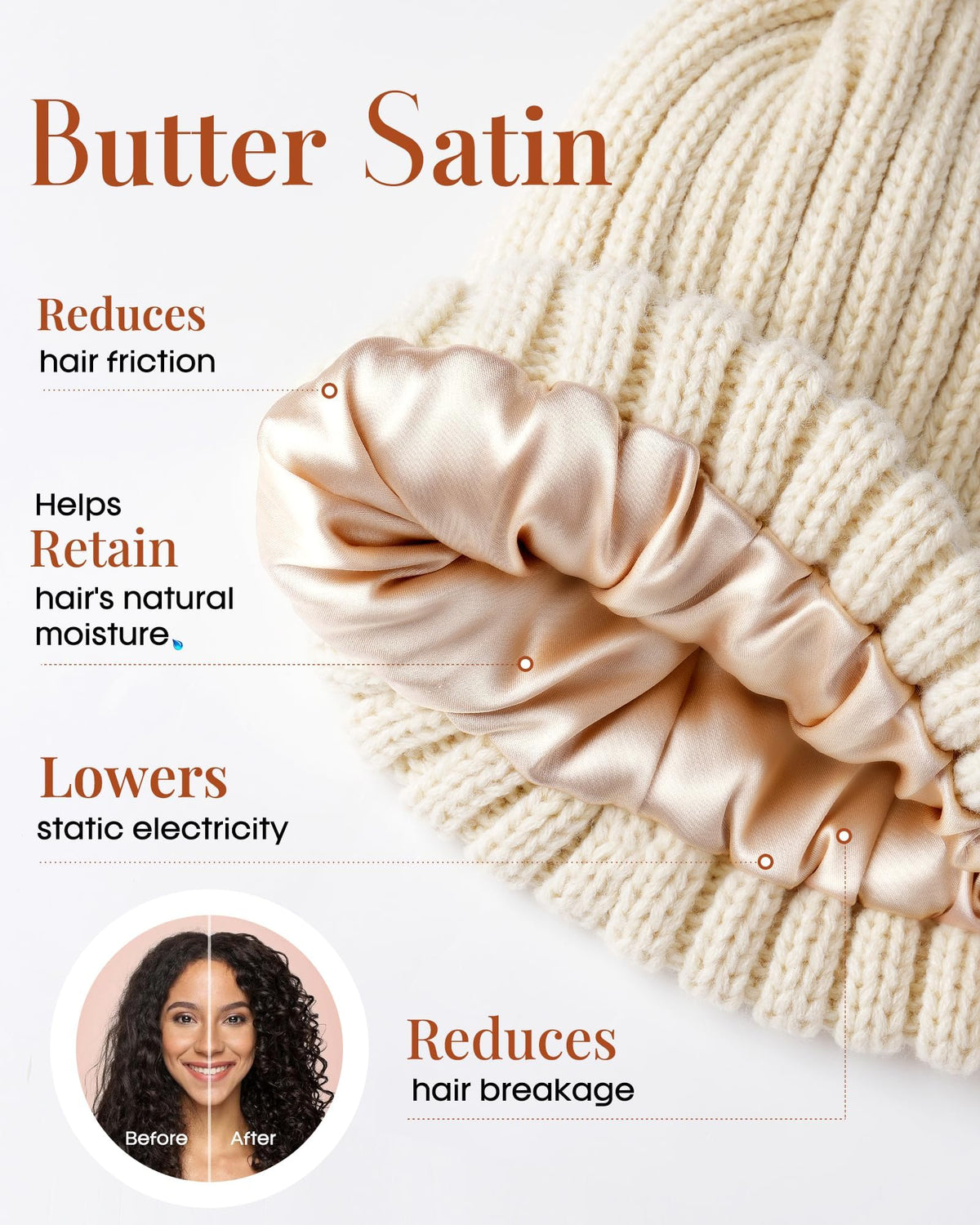FURTALK Womens Winter Beanie Hat Satin Lined Faux Fur Pom Pom Beanies Hat for Women Winter Warm Knit Hats 🍁 All In One Marketplace Canada