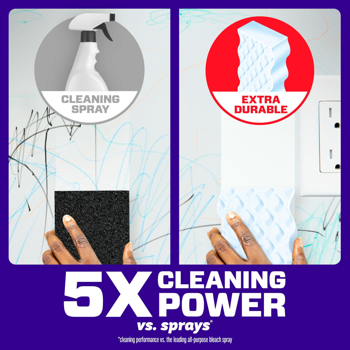 Mr. Clean Magic Eraser Sponge, Extra Durable, All Purpose Cleaner, Cleaning Scrubber, Wall, Sneaker, Kitchen, Bathroom, Shower Cleaner, Cleaning Supplies, Pads, 12ct, [Special Feature]