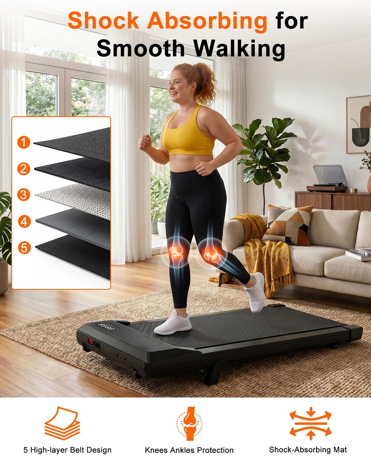 Lacuffy Walking Pad with 6% Incline, No-Assembly Under Desk Treadmill, 2.5 HP Quiet Motor, APP & Remote Control, LED Display, 307 lbs Capacity for Home/Office
