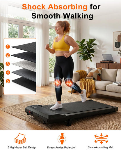 Lacuffy Walking Pad with 6% Incline, No-Assembly Under Desk Treadmill, 2.5 HP Quiet Motor, APP & Remote Control, LED Display, 307 lbs Capacity for Home/Office
