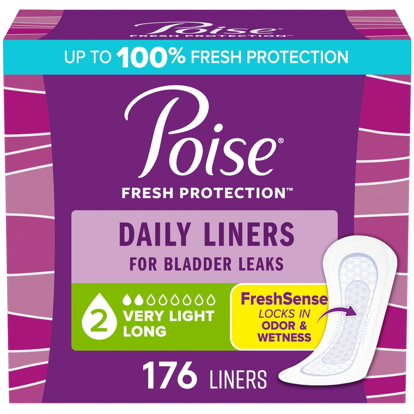 Poise Daily Postpartum Incontinence Panty Liners, Very Light Absorbency, Long, 176 Count (4 Packs of 44) - Available at All In One Marketplace Canada