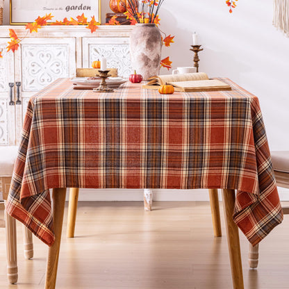 AQOTHES Plaid Fall Tablecloth Thanksgiving Rectangle 60x84 Inch Rust Orange 🍁 All In One Marketplace Canada