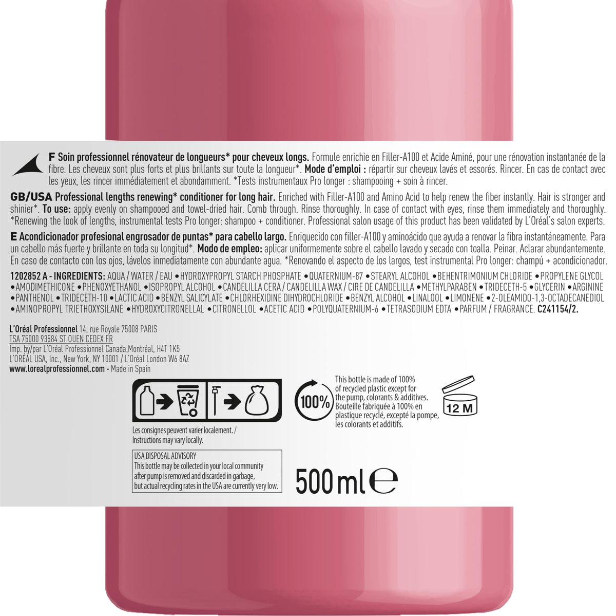 L'Oréal Professionnel Pro Longer Conditioner for Split Ends, 500 mL