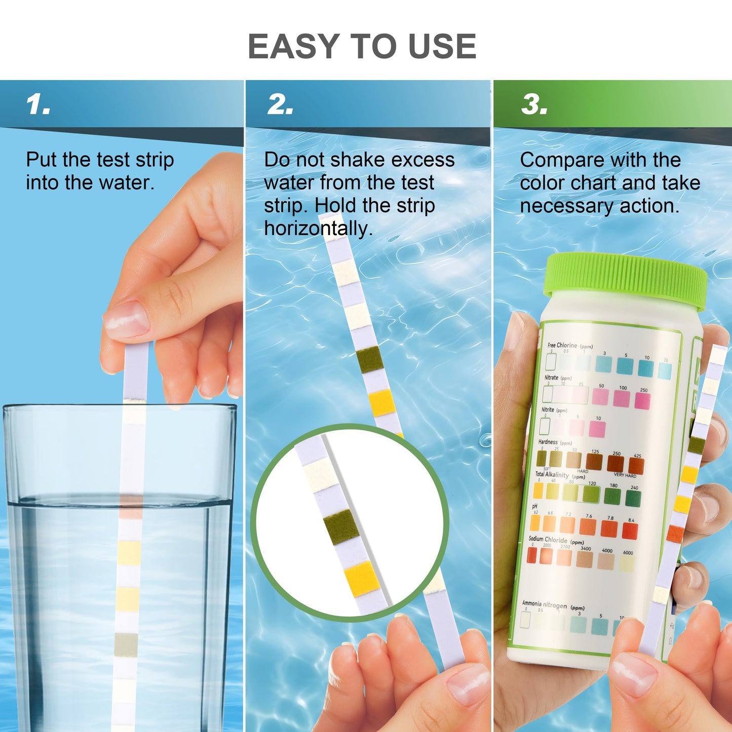 AAwipes Aquarium Ammonia Test Strips 8-in-1 | 50 Strips | Quick & Accurate Water Testing for Freshwater & Saltwater Tanks -Test pH, Carbonate, Alkalinity, Hardness, Chlorine, Nitrite, etc. (K02-50)