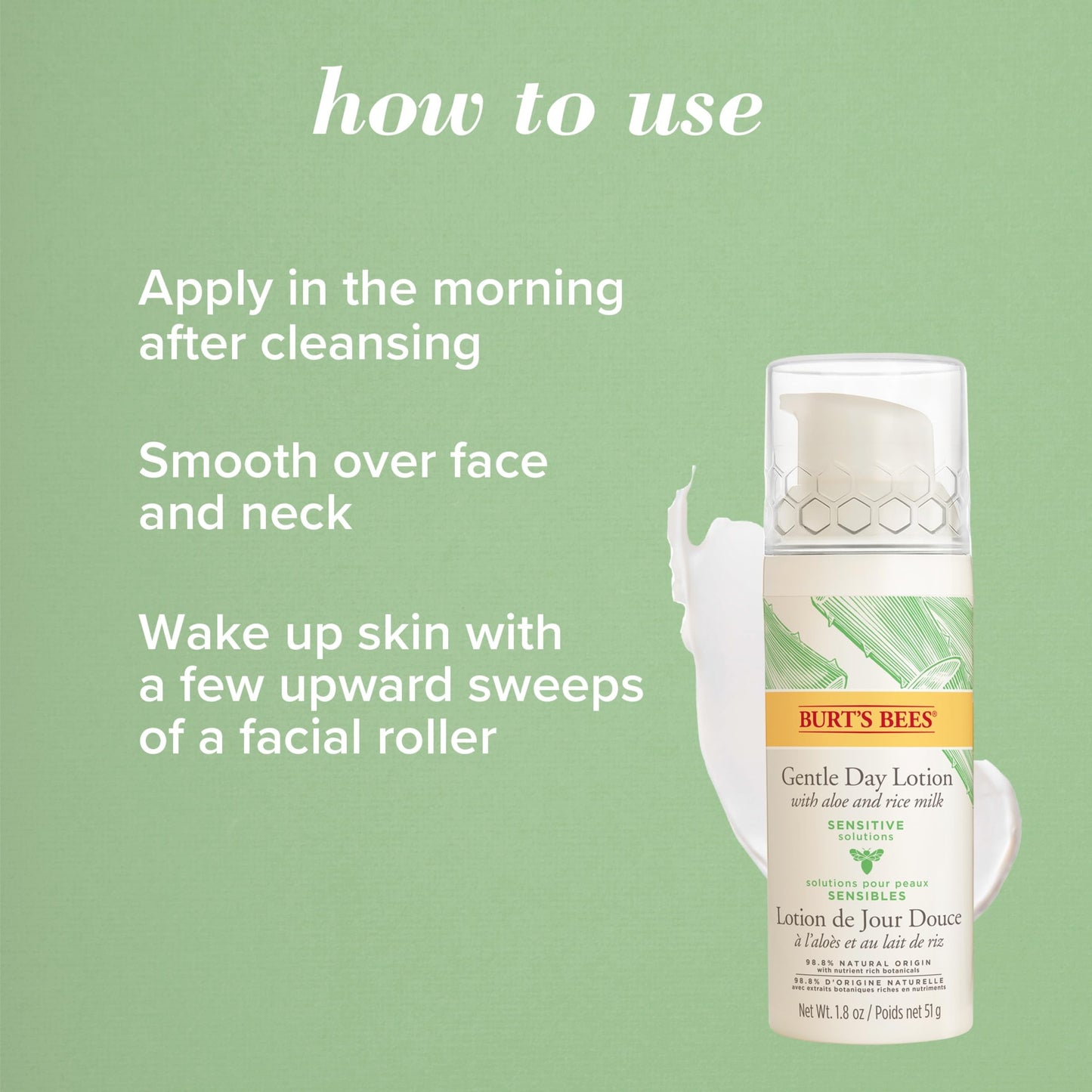 Burt's Bees Sensitive Hydrating Gentle Daily Face Cream Moisturizer Face Lotion for Sensitive Skin with Aloe and Rice Milk, , Mother's Day Gift, 98.9% Natural Origin, Developed with Dermatologists, 51g Burt's Bees