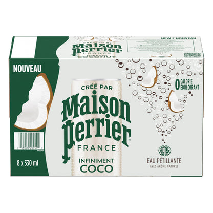Maison Perrier Forever Coconut Sparkling Water - Natural Flavour, Zero Calories, 24 Pack (330ml Cans)