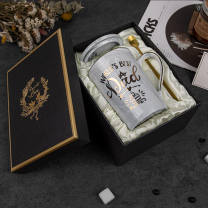 Fathers Day Gifts Presents for Dad - Dad Birthday Gift from Daughter, Son - World' s Best Dad Mug - Christmas Gift for Dad, New Dad, Husband - 14oz Grey Ceramic Coffee Mug, Greeting Card, Gift Box - Available at All In One Marketplace Canada