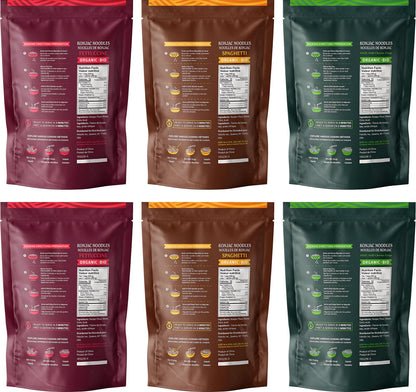 52USA Organic Konjac Shirataki Noodles - Low Carb Pasta Variety Pack (1500g, 6 Pack)