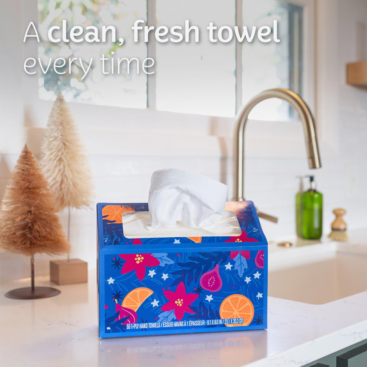 Kleenex Hand Towels, Fun Holiday Design, Limited Time Offer, Single-Use Disposable Paper Towels for Bathrooms, 6 Boxes, 55 Hand Towels per Box (330 Total Towels)