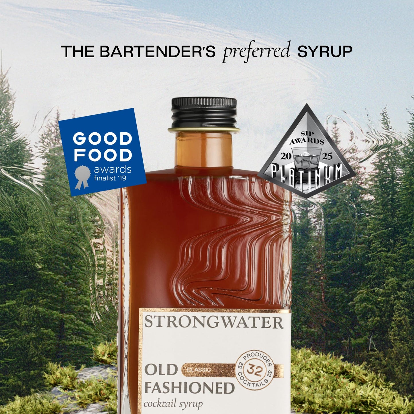 Strongwater Old Fashioned Mix - 8oz Bottle Makes 32 Cocktails - Handcrafted Syrup with Organic Cherries, Orange & Spices