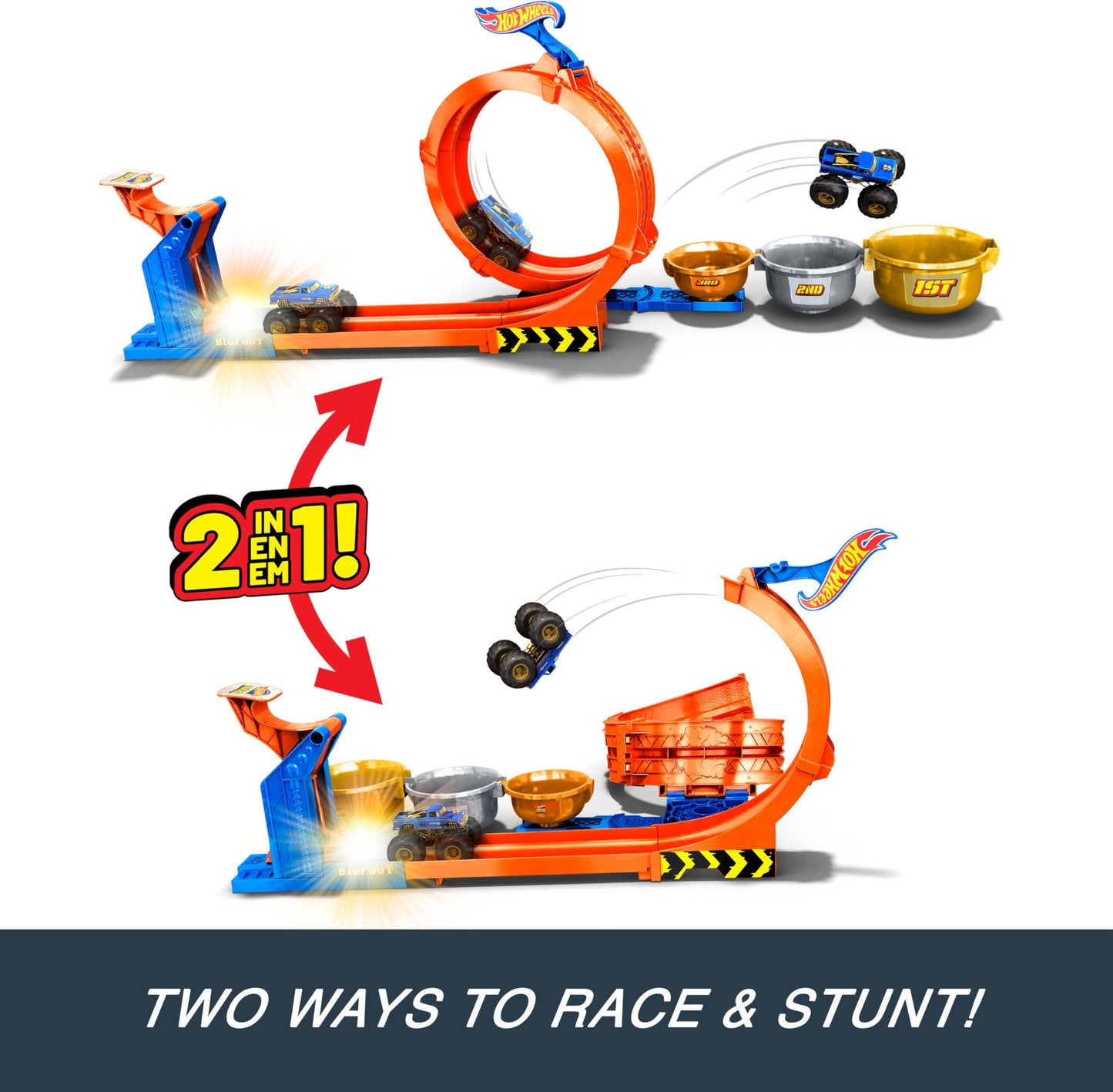 Hot Wheels Monster Trucks Loop-and-Flip Trophy Challenge Playset Hot Wheels