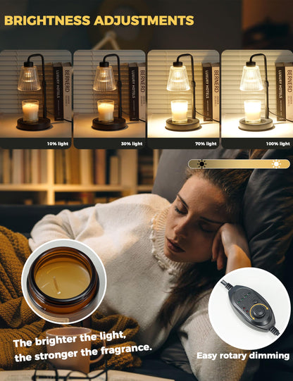 GODONLIF Candle Warmer Lamp with Timer Dimmable, Birthday Gifts for Women Mom, Home Decor Living Room Bedroom Decor, Wax Melt Warmer for Jar Candles with 2 Bulbs