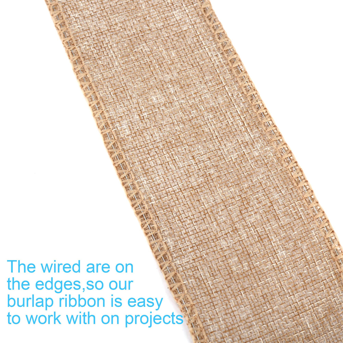 Burlap Ribbon Fabric Wired Edge 20 Yards for Decoration (2.5inch, Natural) 🍁 All In One Marketplace Canada