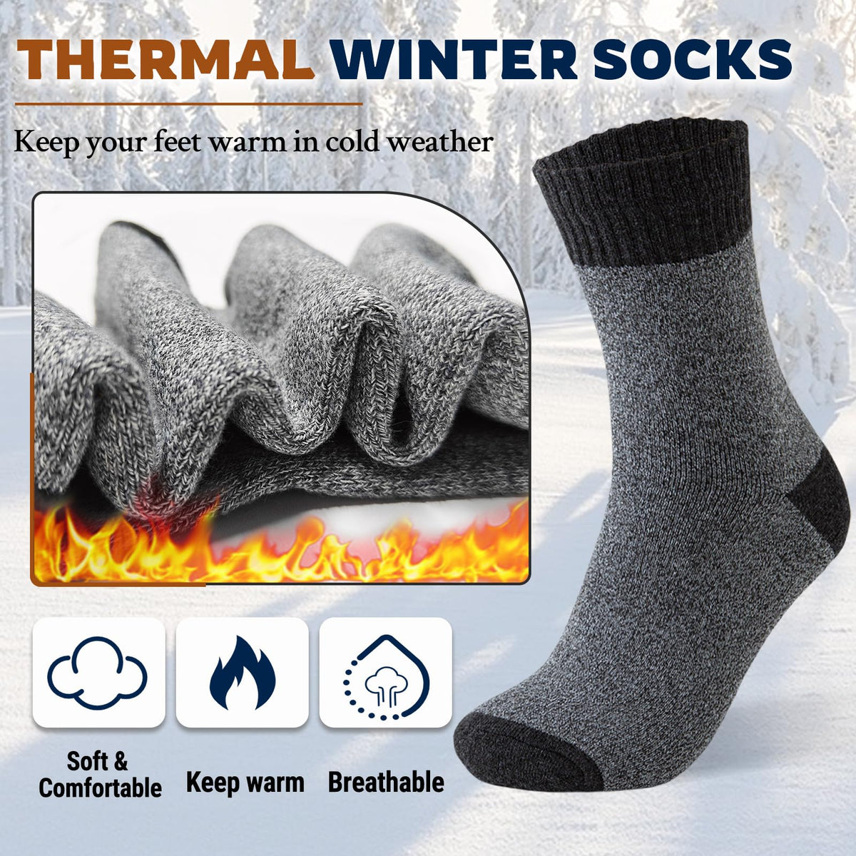 VoJoPi Mens Thermal Socks 5 Pairs Warm Wool Winter Thick Crew Socks for Men 🍁 All In One Marketplace Canada