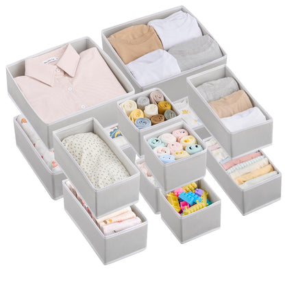 Vtopmart 12Pack Drawer Organizer for Clothes, Underwear Organizer Bins, Foldable Fabric Closet Storage Organization, Dresser Drawer Dividers for Baby Clothing, Bra, Socks, Ties, Scarf - Available at All In One Marketplace Canada
